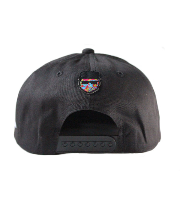 DomePeak Headwear baseball cap. Supported with a snapback to fit all sizes. Rear angle of the cap.