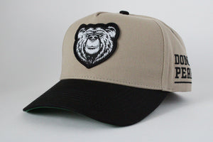 DomePeak Headwear baseball cap. Supported with a snapback to fit all sizes. Front angle of the cap.